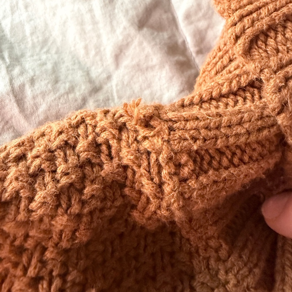 Express Cowl Neck Cable Knit Sweater Camel Size Medium - Picture 2 of 7